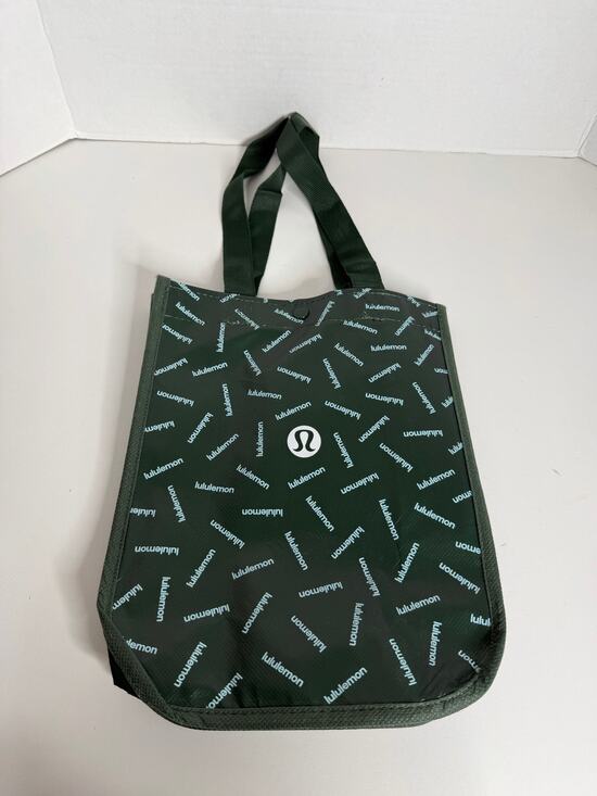 lululemon athletica Handbags - LULULEMON ATHLETICA Reusable Shopping Tote bag Dark Green White Logo Like new